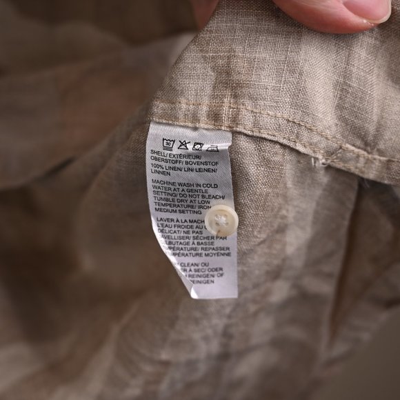 Men's 100% Linen Camo Print Short Sleeve Shirt - Size Medium - Picture 3 of 5